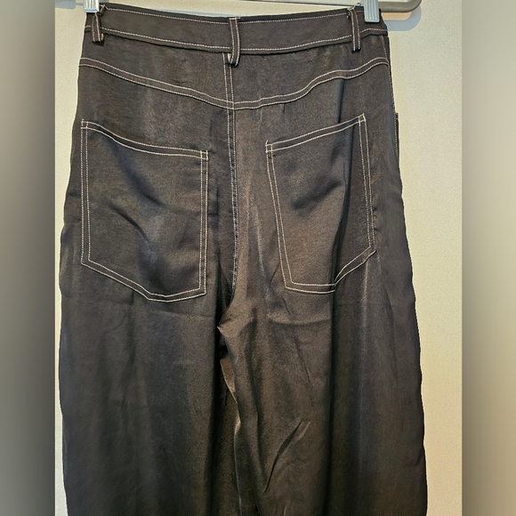 Beige Botany Size Small Wide Leg Hi-Rise Satin Feel Pants Goth Rave Grunge Y2K - Picture 6 of 12